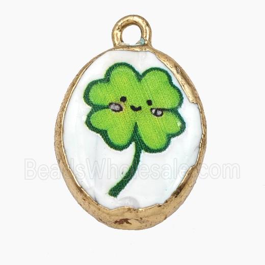 Porcelain Oval Pendant Flower Painted