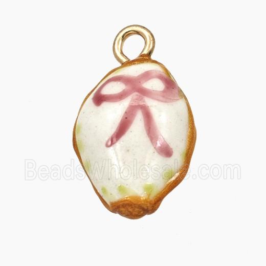Porcelain Oval Pendant Bowknot Painted