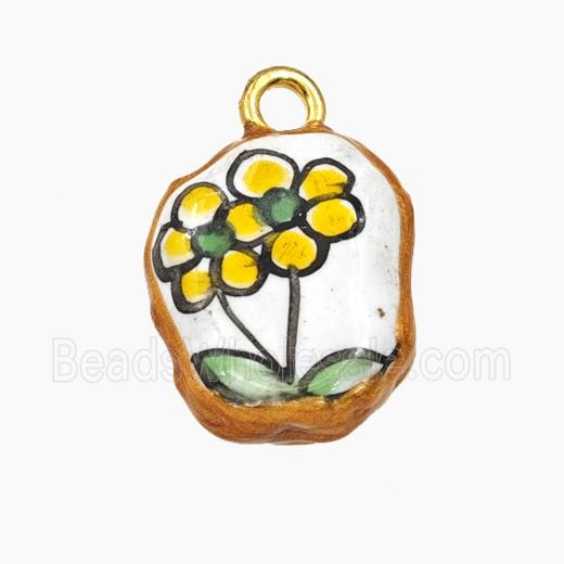 Porcelain Flower Pendant Painted