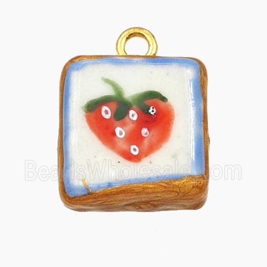 Porcelain Square Pendant Flower Painted