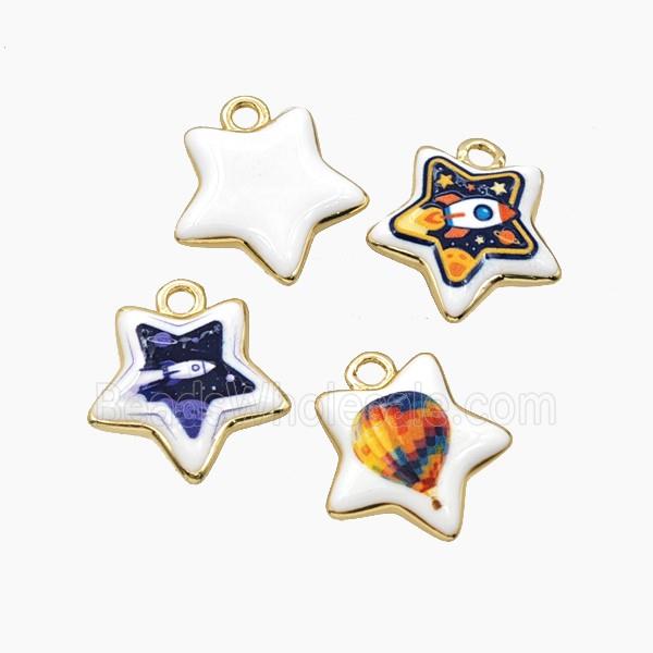 Copper Star Pendant Painted Gold Plated Mixed