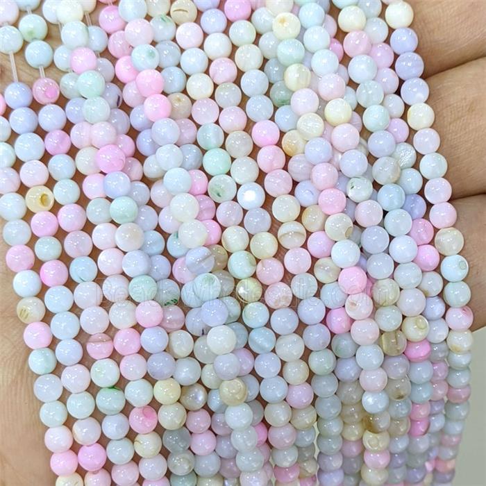 Freshwater Shell Beads Mixed Color Dye Smooth Round