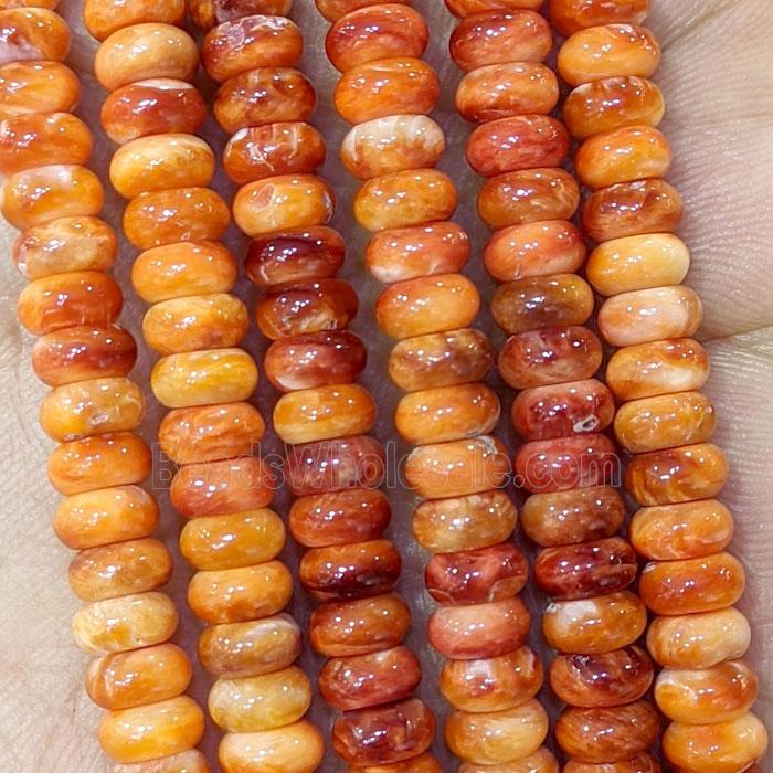 Orange Scallops Shell Rondelle Beads Smooth