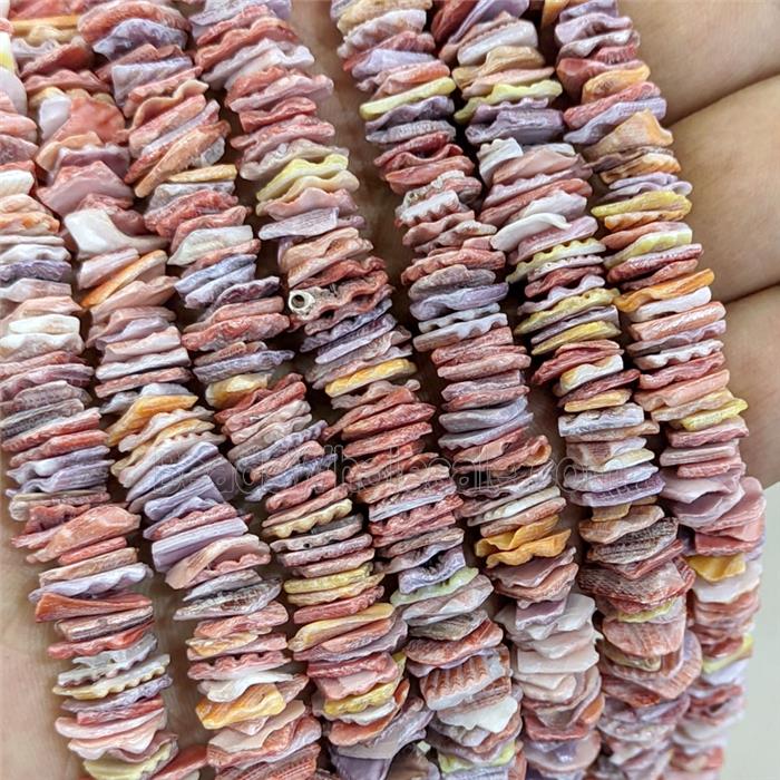 Natural Sea Shell Slice Beads Freeform Red