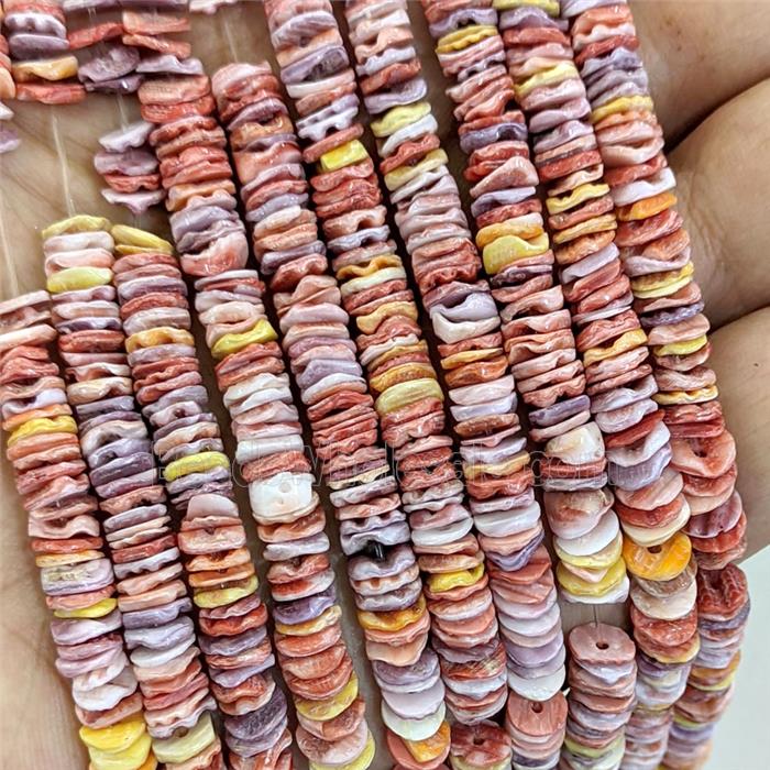 Natural Sea Shell Heishi Spacer Beads Red