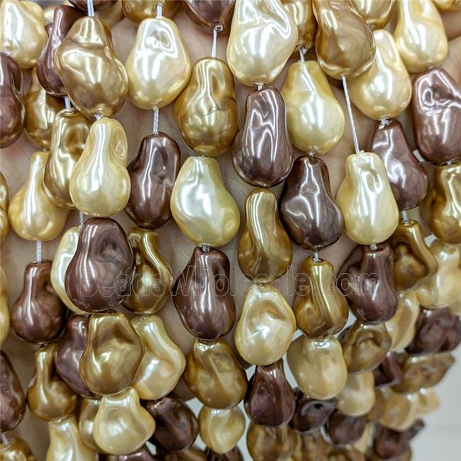 Baroque Style Pearlized Shell Beads Freeform Mixed Color