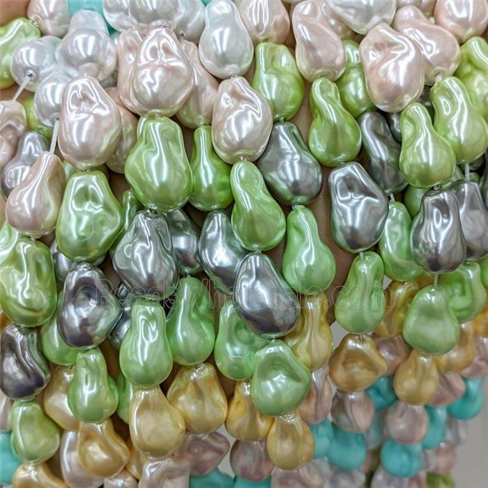 Baroque Style Pearlized Shell Beads Freeform Mixed Color