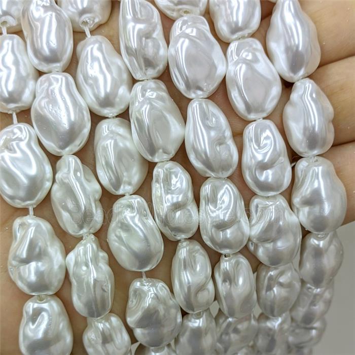Baroque Style White Pearlized Shell Beads Freeform