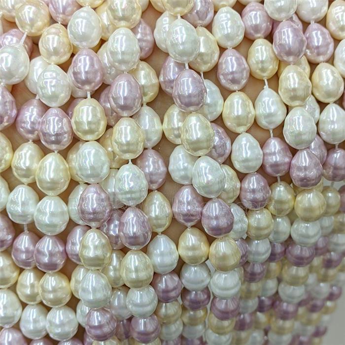 Baroque Style Pearlized Shell Beads Screw Teardrop Mixed Color