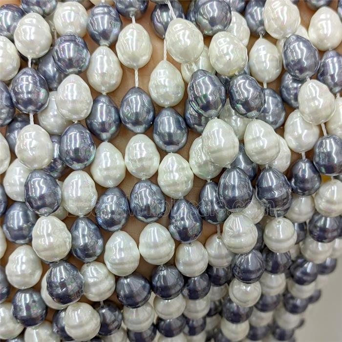 Baroque Style Pearlized Shell Beads Screw Teardrop Mixed Color