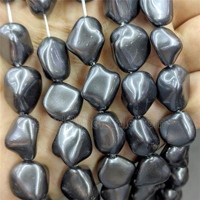 Pearlized Shell Beads Freeform Gray Dye
