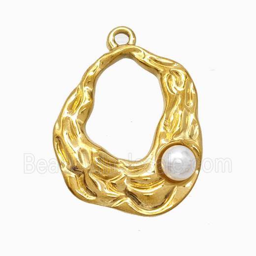 Stainless Steel Pendant Pave Resin Hammered Gold Plated