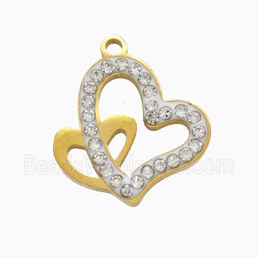 Stainless Steel Star Pendant Pave Rhinestone Gold Plated