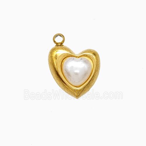 Stainless Steel Heart Pendant Pave Resin Gold Plated