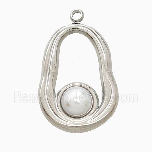 Raw Stainless Steel Teardrop Pendant Pave Resin