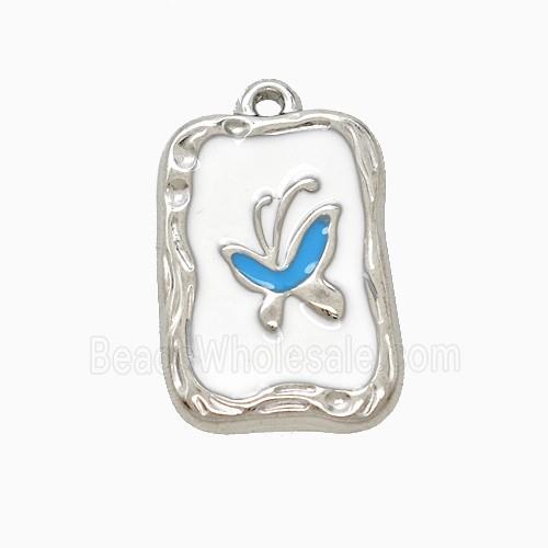 Raw Stainless Steel Butterfly Pendant Enamel Rectangle