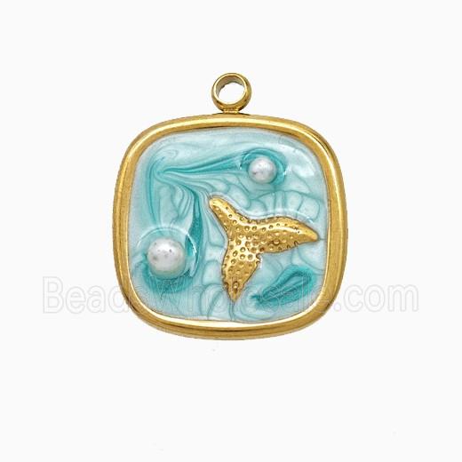 Enamel Stainless Steel Pendant, Platinum Plated