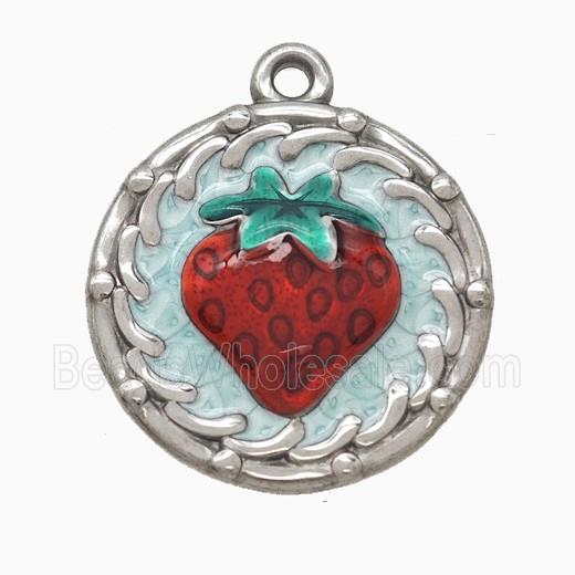 Enamel Stainless Steel Pendant, Platinum Plated