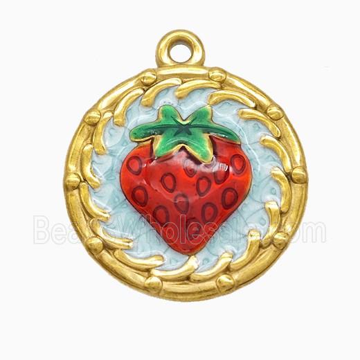 Enamel Stainless Steel Pendant, Platinum Plated