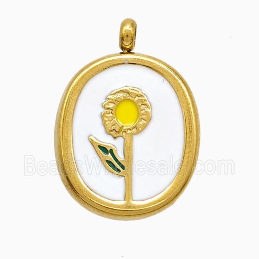Enamel Stainless Steel Pendant, Platinum Plated