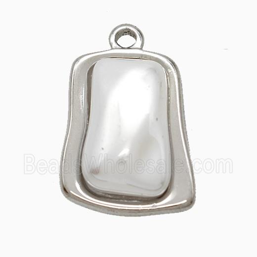 Enamel Stainless Steel Pendant, Platinum Plated