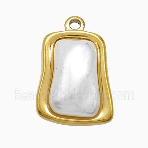 Enamel Stainless Steel Pendant, Platinum Plated
