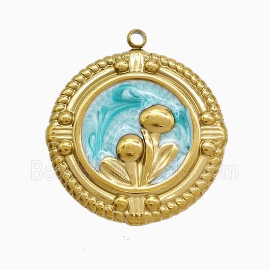 Enamel Stainless Steel Pendant, Platinum Plated