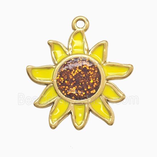 Enamel Stainless Steel Pendant, Platinum Plated