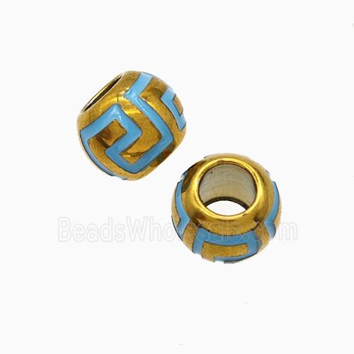 Enamel Stainless Steel Bead, Gold Plated