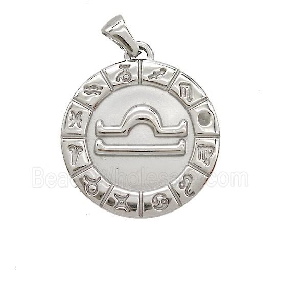 Raw Stainless Steel Symbols Pendant Zodiac Libra