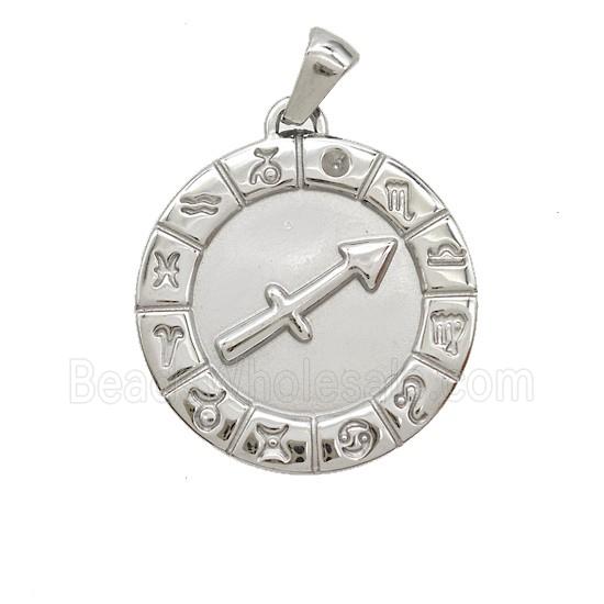 Raw Stainless Steel Symbols Pendant Zodiac Sagittarius