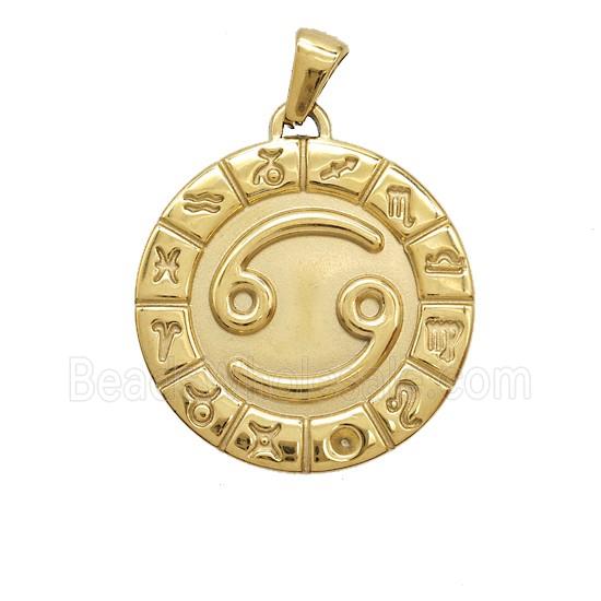 Stainless Steel Symbols Pendant Zodiac Cancer Gold Plated