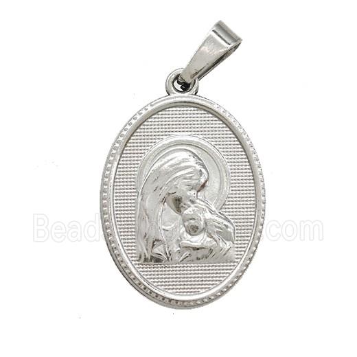 Stainless Steel Pendant, Platinum Plated