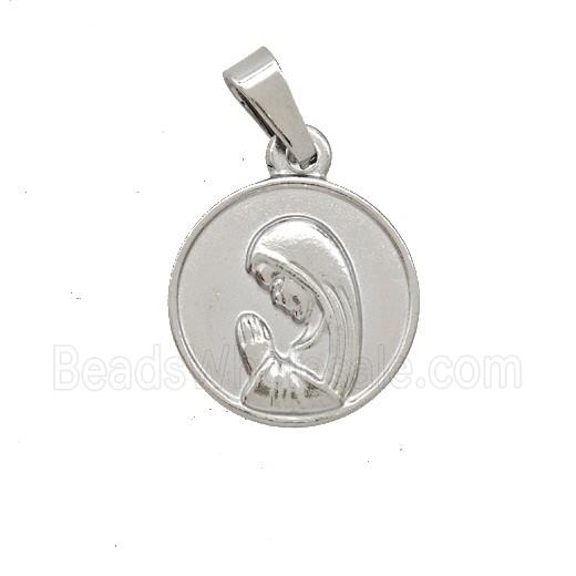 Raw Stainless Steel Virgin Mary Pendant Praying