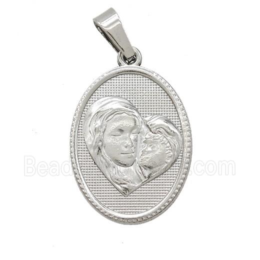 Stainless Steel Pendant, Platinum Plated