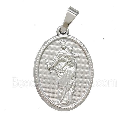 Stainless Steel Pendant, Platinum Plated