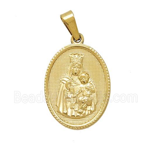 Stainless Steel Virgin Mary Baby Pendant Gold Plated