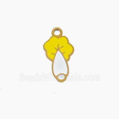 Stainless Steel Cabbage Pendant White Yellow Enamel Gold Plated