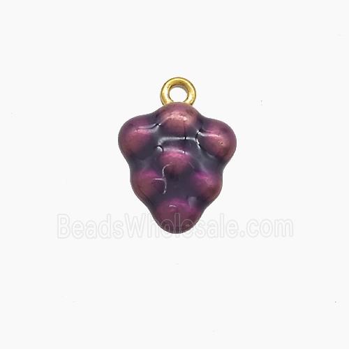 Stainless Steel Grape Pendant Purple Painted Gold Plated