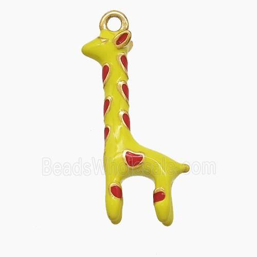 Stainless Steel Giraffe Pendant Yellow Enamel Pendant Gold Plated