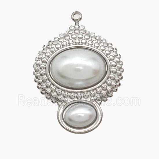 Raw Stainless Steel Pendant Pave Oval Resin