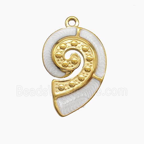 Stainless Steel Spiral Shell Pendant Enamel Gold Plated