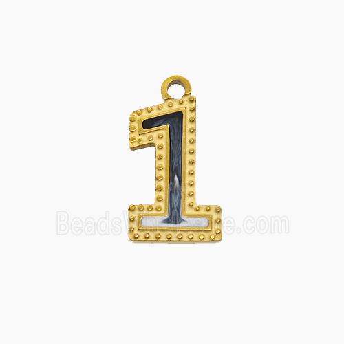 Stainless Steel Number-1 Pendant Enamel Gold Plated