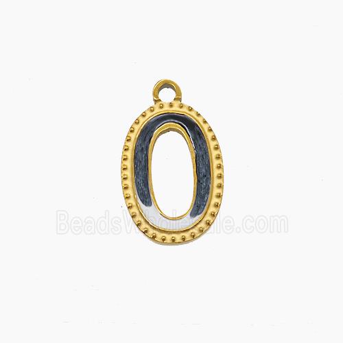 Stainless Steel Number-0 Pendant Enamel Gold Plated