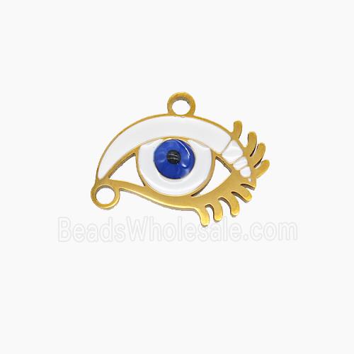 Stainless Steel Eye Pendant White Enamel Gold Plated