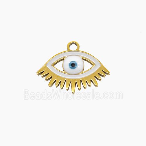 Stainless Steel Eye Pendant White Enamel Gold Plated