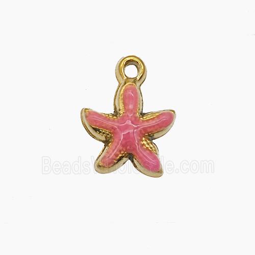Stainless Steel Starfish Pendant Pink Painted Gold Plated