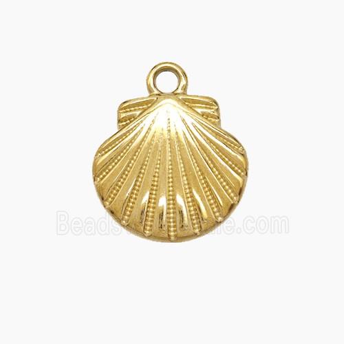 Stainless Steel Scallop Shell Pendant Gold Plated