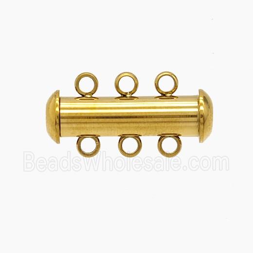 Stainless Steel Clasp 3Strings Magnetic Gold plated