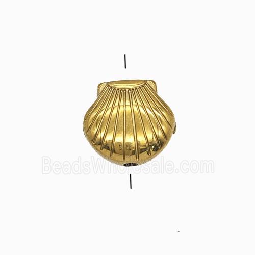 Stainless Steel Scallop Shell Beads Gold Plated